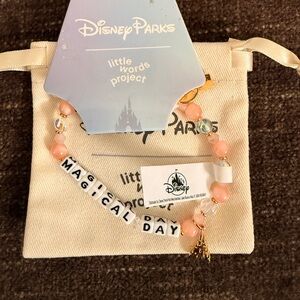 Disney Magical Day Bead Stretch Bracelet Castle Charm Little Words Project New